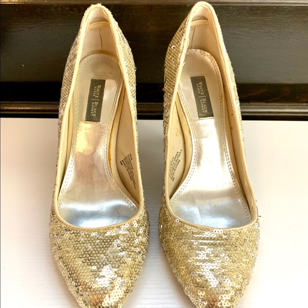 WHITE HOUSE BLACK MARKET Sequined Heels - Picture 6 of 7